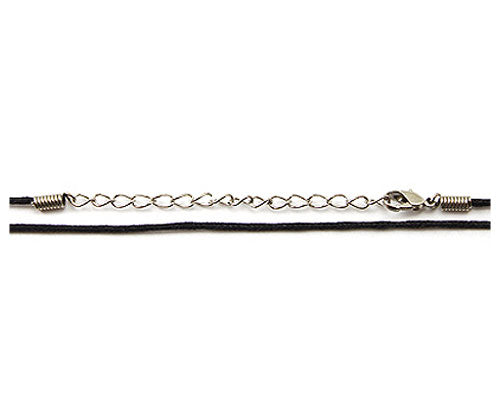 Black Waxed Cotton Cord Necklace - 20 Inches