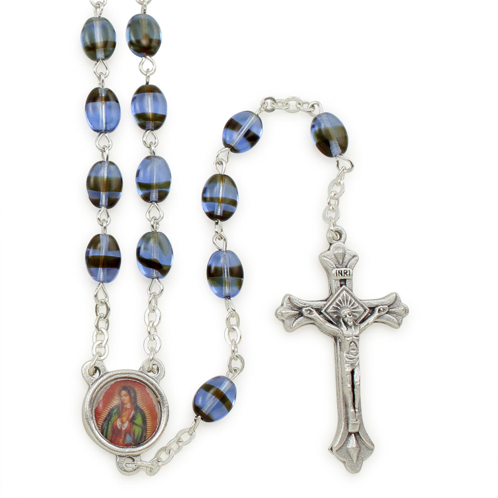 Guadalupe Pressed Stone Beads Rosary