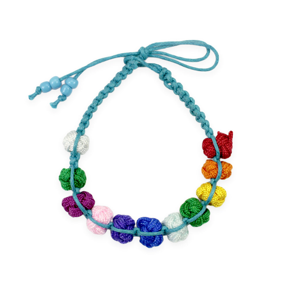 Knotted Multicolored Beads Rosary Bracelet