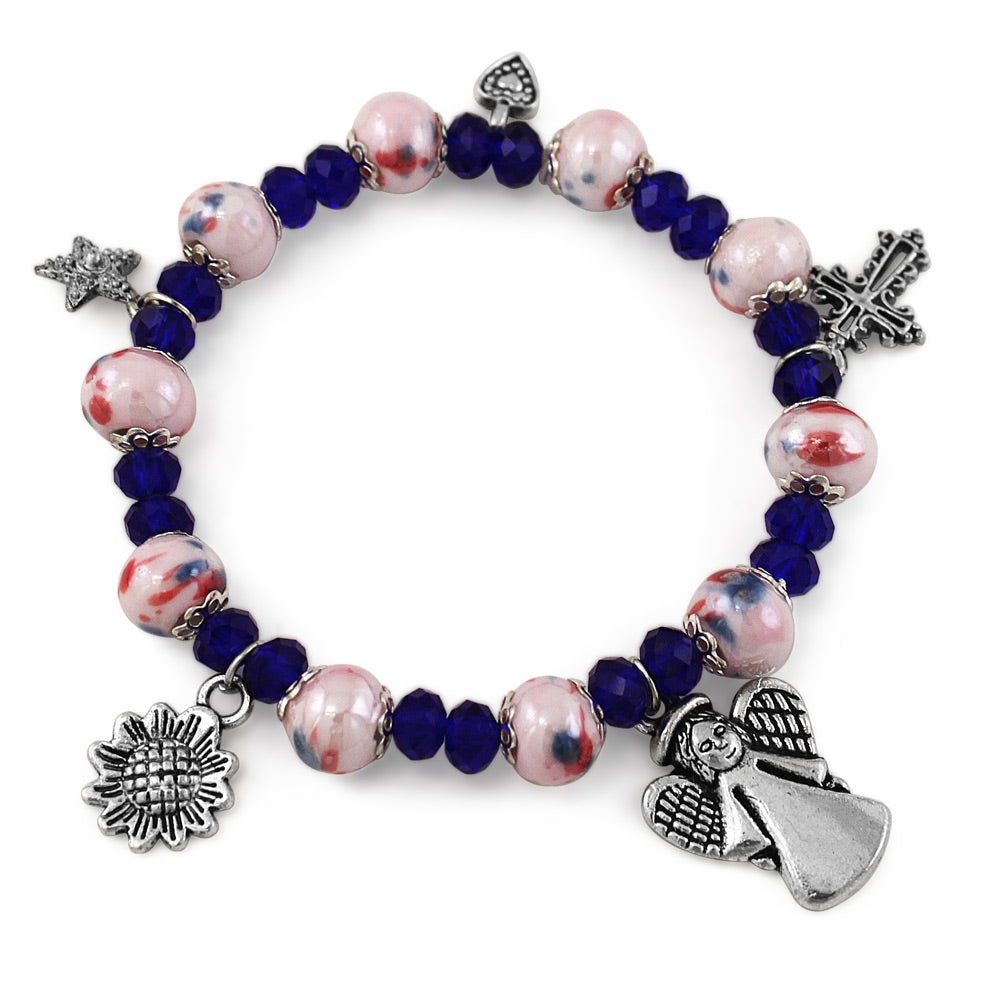 Rosary Bracelet with Silver Finish Pendents