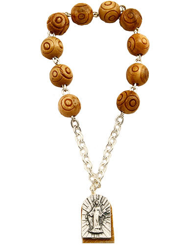 Catholic Decade Rosary, Carved Olive Wood