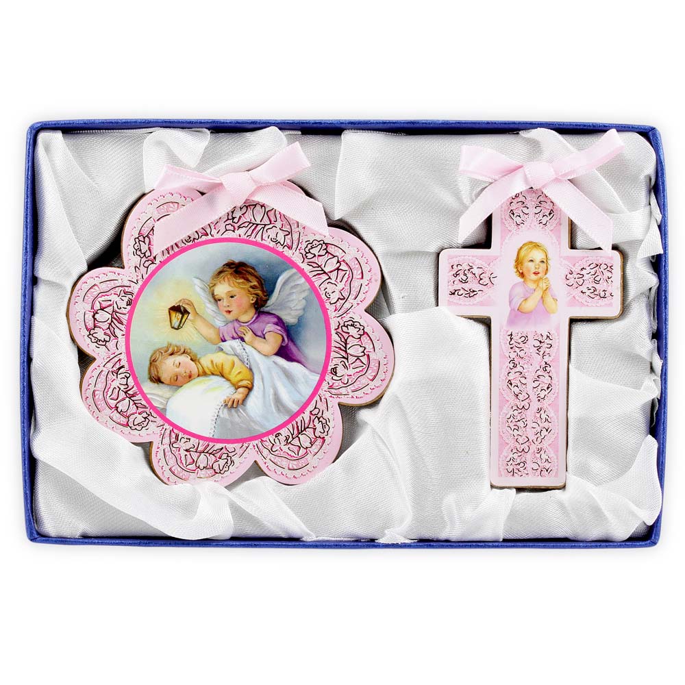 Catholic Baby Gift Set with Cross and Medal