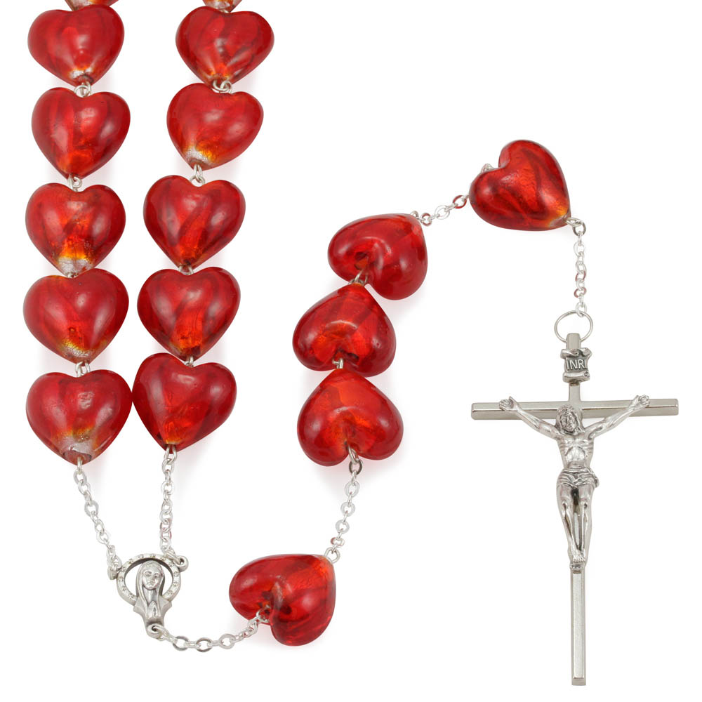 Rosary with Heart Beads