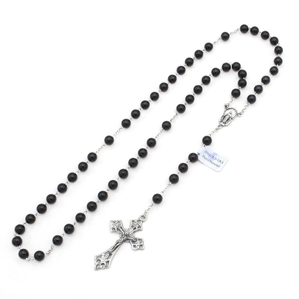 Fine Jewelry Rosary Onyx Gemstone Sterling Silver