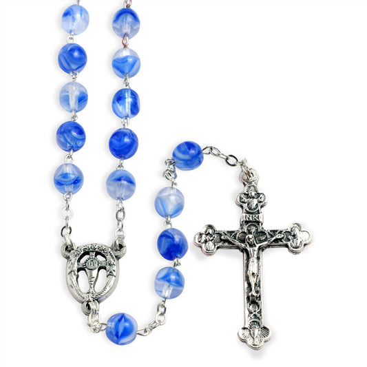 Blue Multi-Shade Opaque Glass Beads Rosary