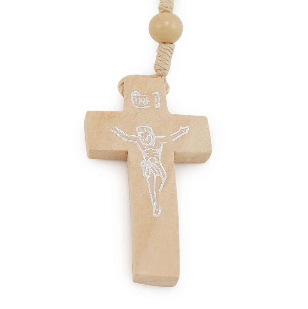 Car Rosary for Rearview Mirror, Miraculous Medal Rosary Necklace, Natural Wooden Beads Rosary with Claps - ITEM WITH IMPERFECTIONS