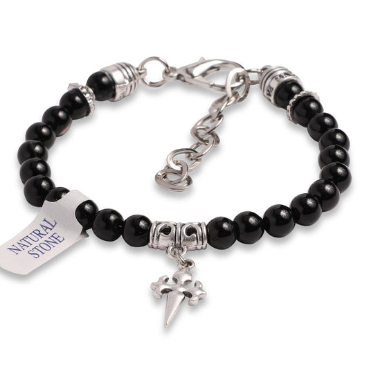 Rosary Bracelet Onyx Beads St James Santiago Cross