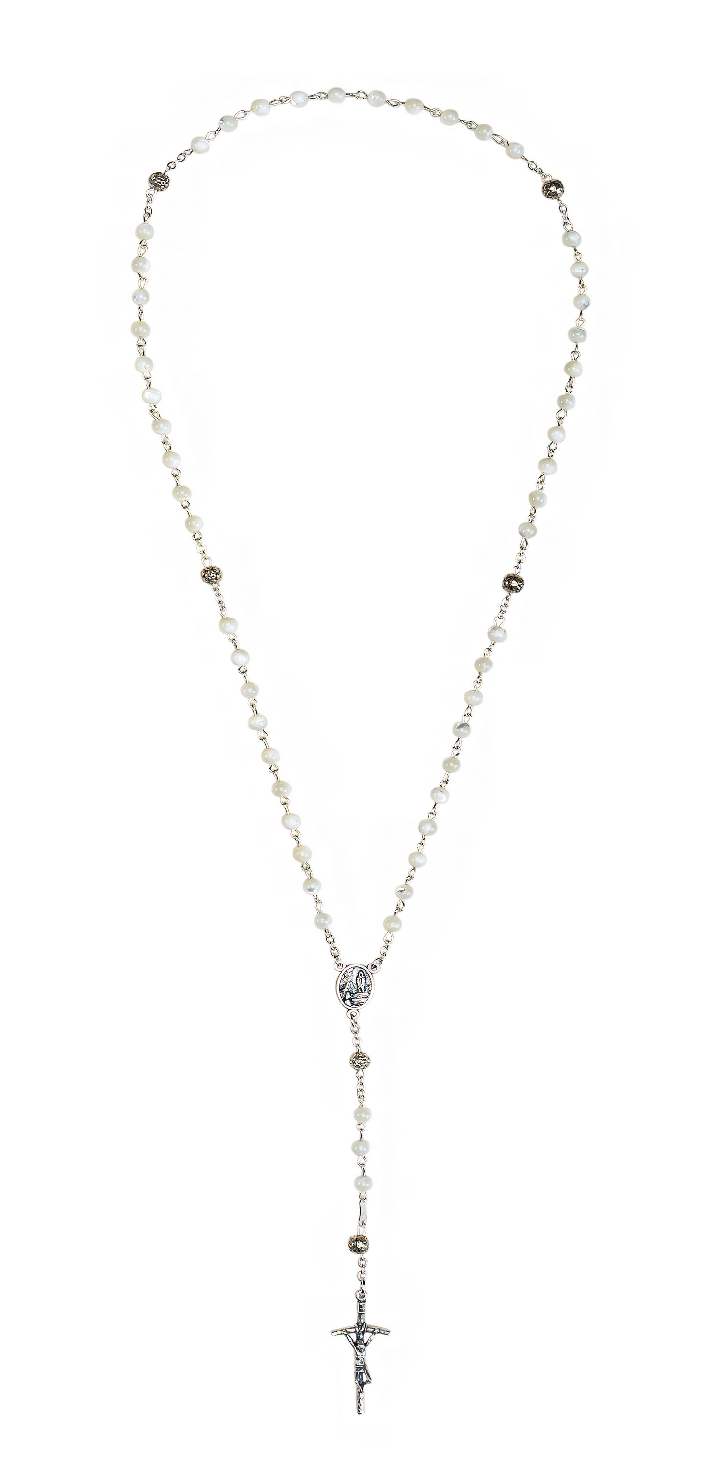 Rosary Mother of Pearl Beads, Rosebud Our Father Beads 9-1501