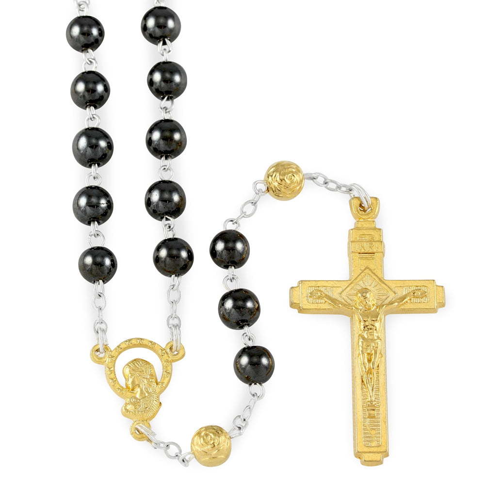 Miraculous Hematite Catholic Rosary