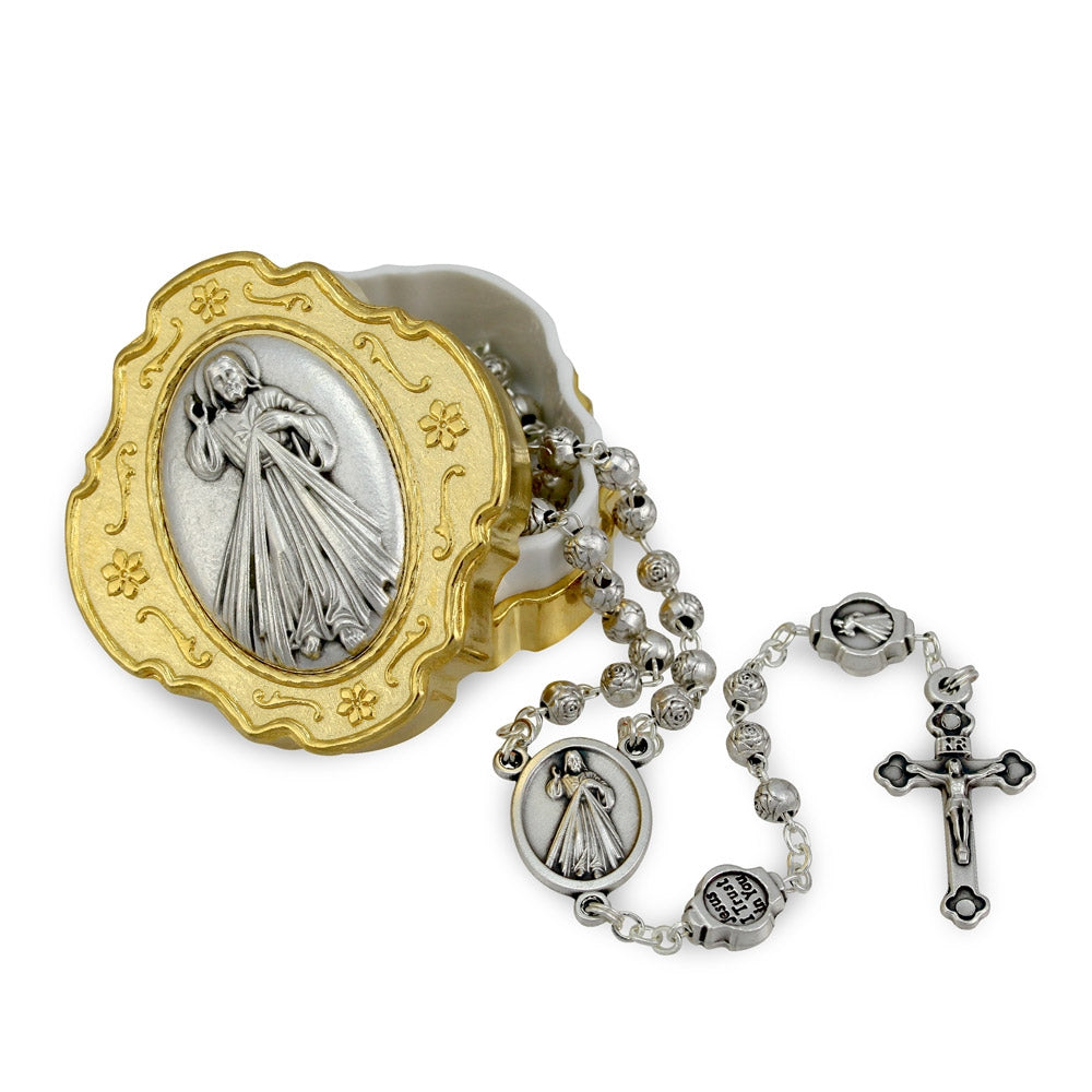 Divine Mercy Gold Rosary Beads