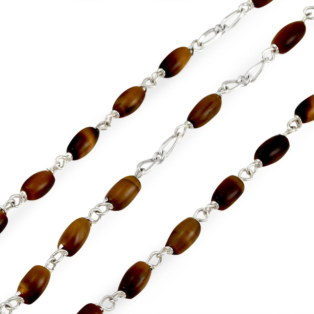 Tiger Eye Sterling Silver Catholic Rosary