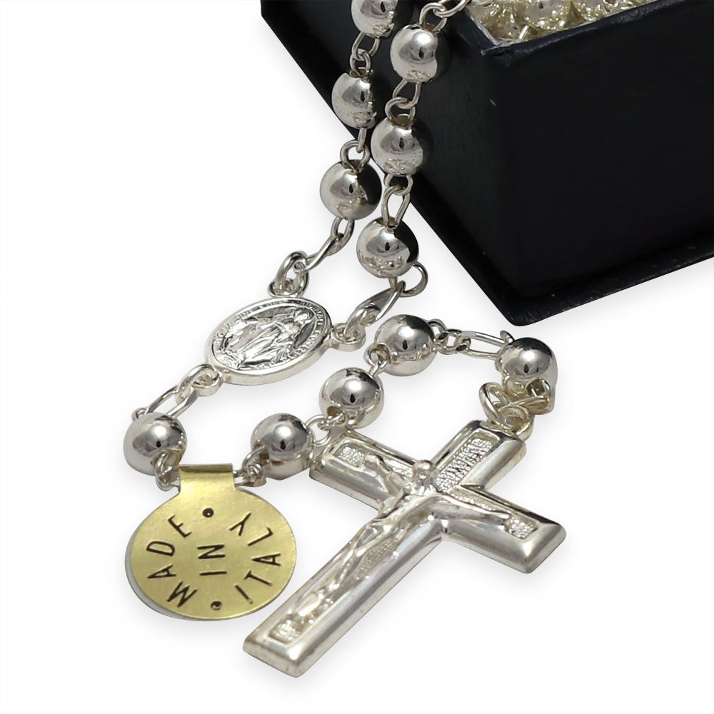 Rosary Sterling Silver 5mm Beads Miracle Medal
