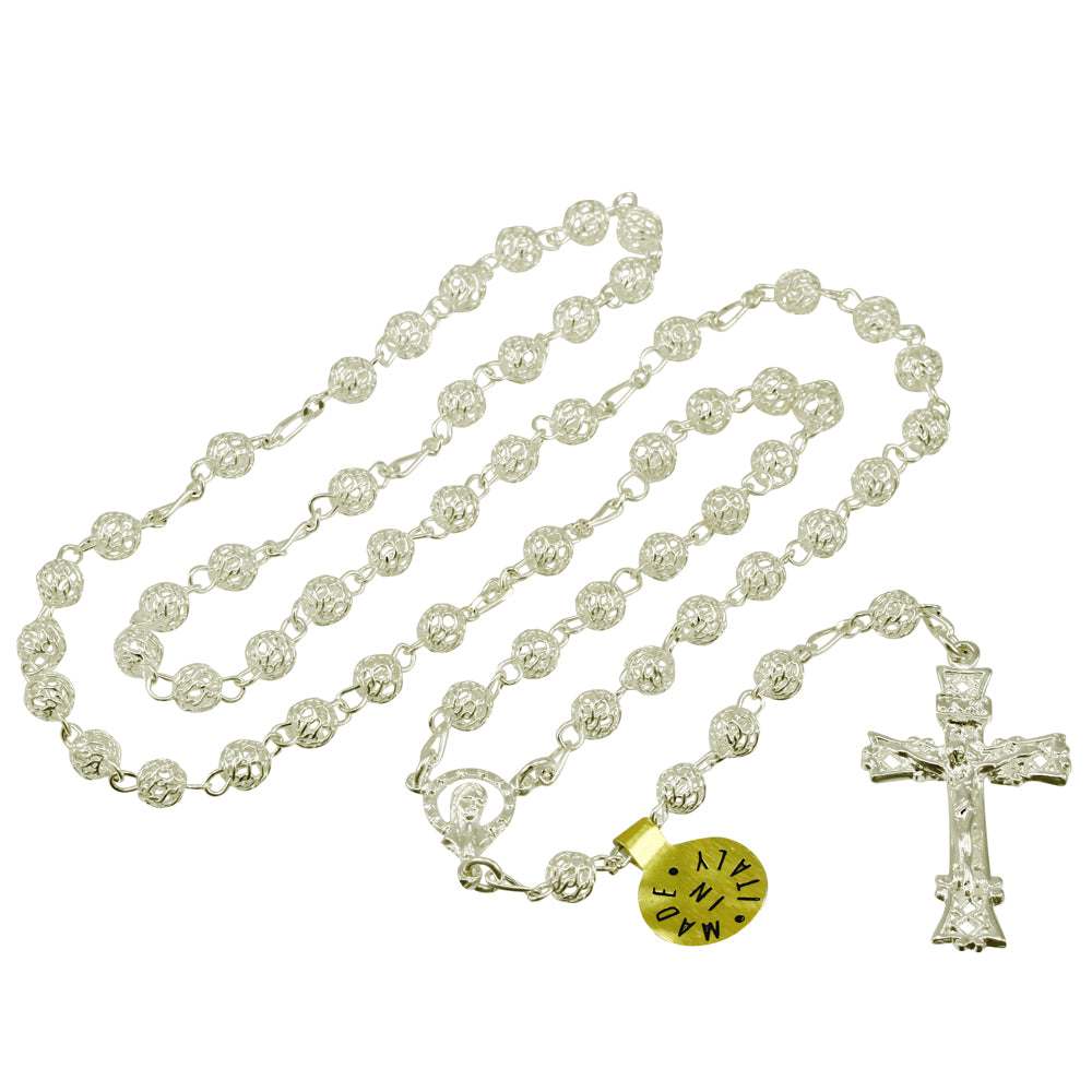 Lady of Miracles Sterling Silver Filigree Beads Rosary