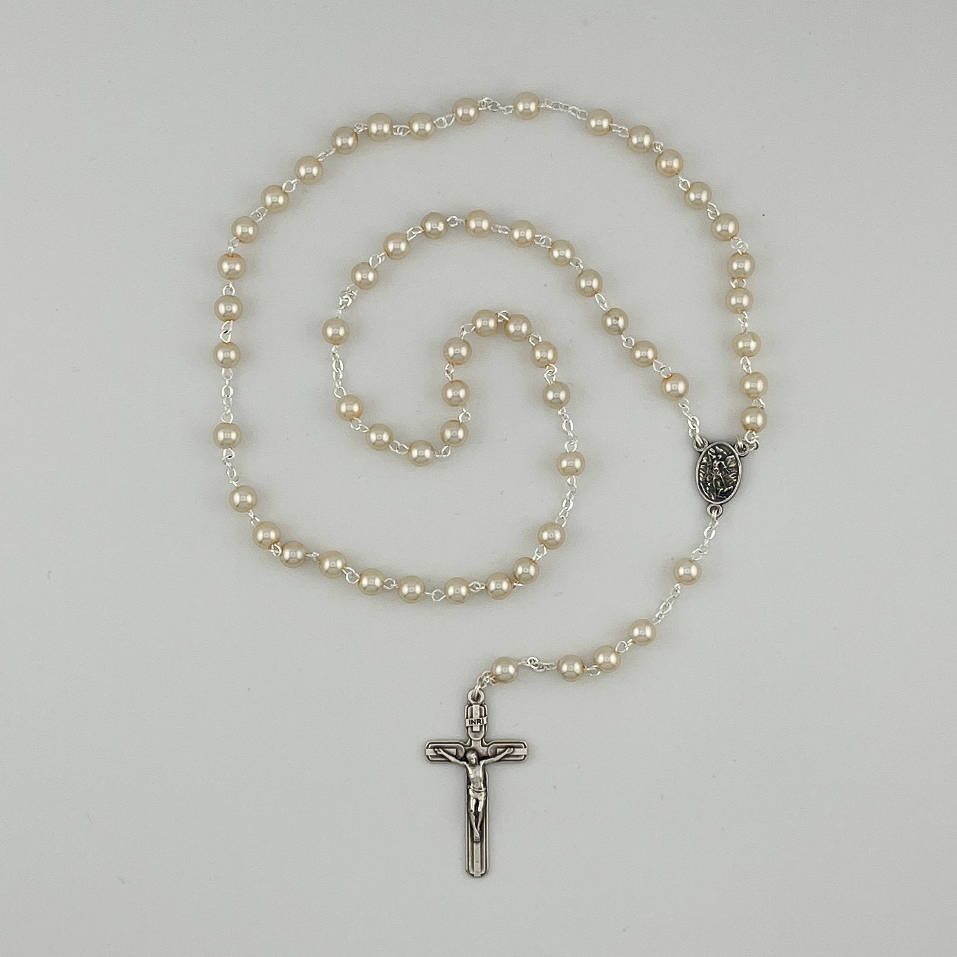 White Mother of Pearl oval beads, Guardian Angel Center