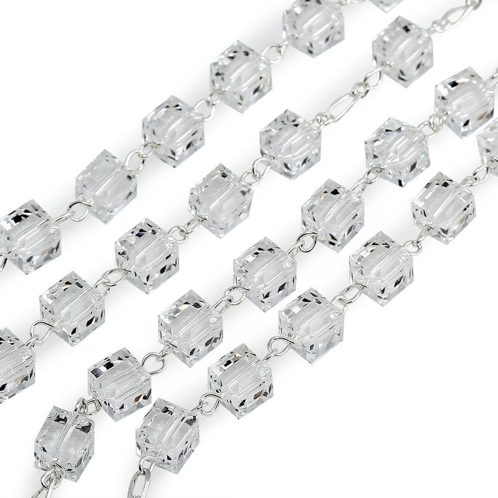 Square Clear Swarovski Crystal Beads Rosary