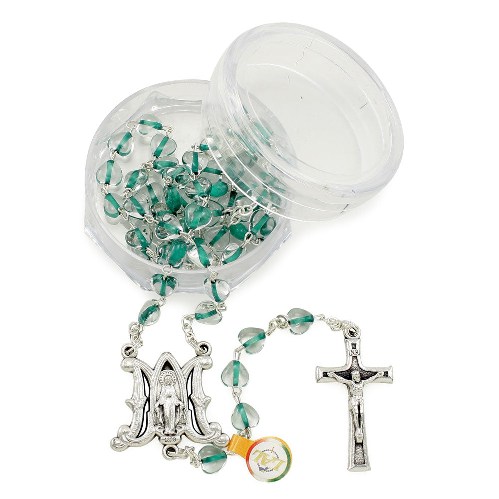 Rosary with Red Crystal Heart Beads