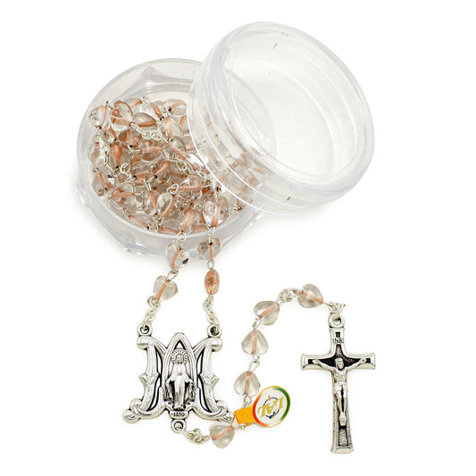 Rosary with Red Crystal Heart Beads