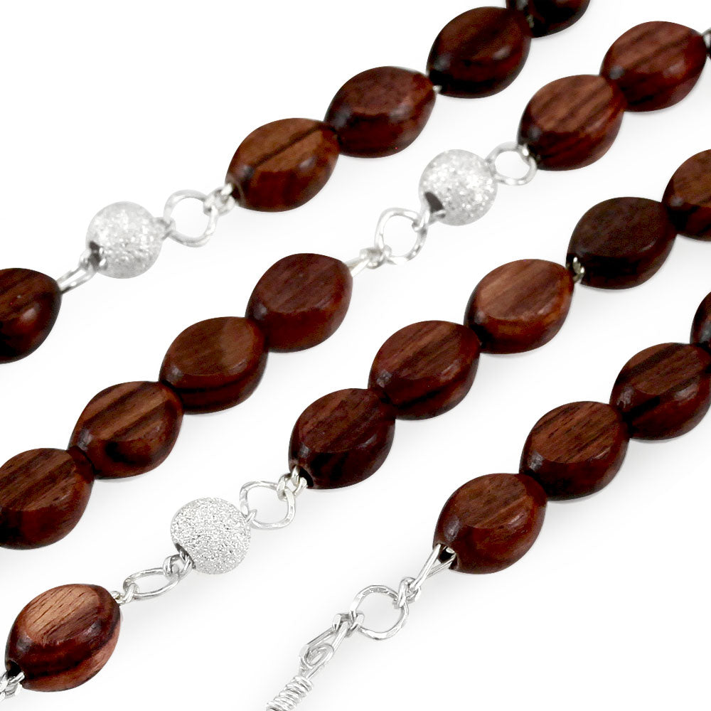 Palisander Wooden Beads Mraculous Catholic Rosary