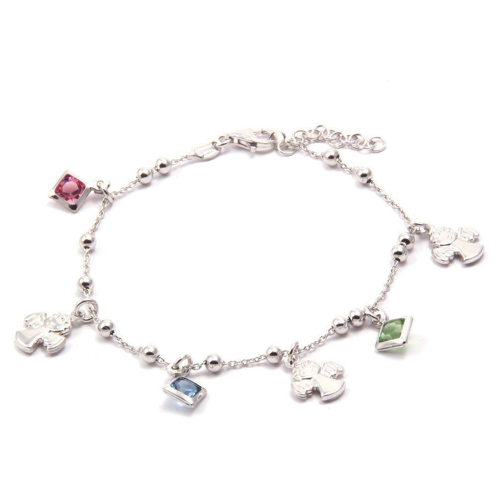 Swarovski Crystals Silver Angels Charm Bracelet