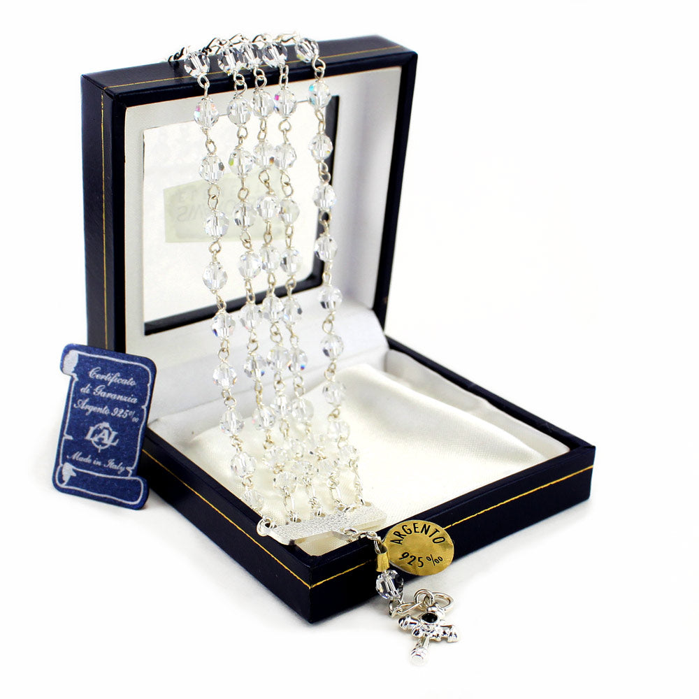 5 Strand Clear Swarovski Crystal Beads Rosary Bracelet