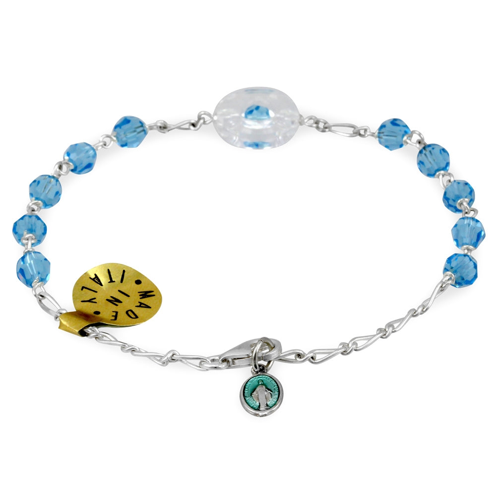 Silver Catholic Rosary Bracelet