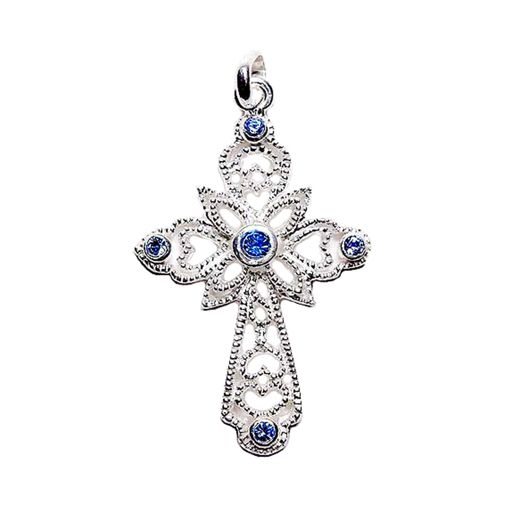 Cross Pendant Sterling Silver with Swarovski Crystals