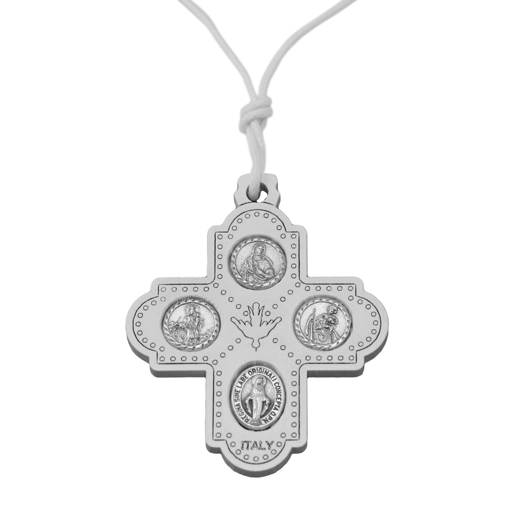 Olive Wood Cross Pendant in White