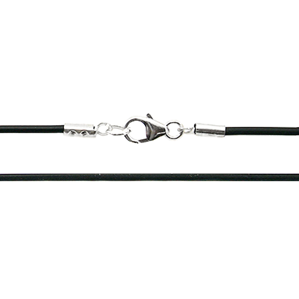 Caucho Necklace with Sterling Silver Ends - 16 1/2 inches
