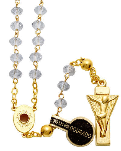 Lady of Fatima Rosary w/ Purple Crystal Beads - Back