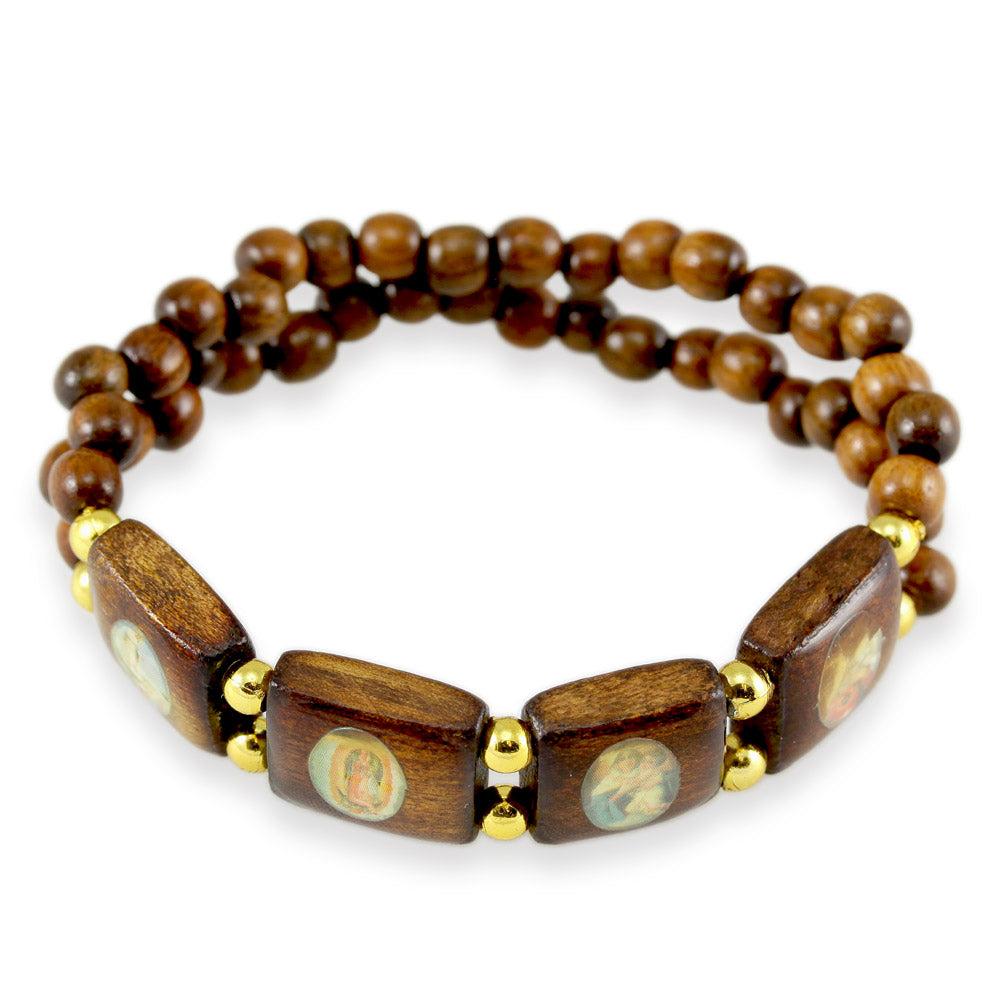 Catholic Rosary Bracelet Wooden Beads