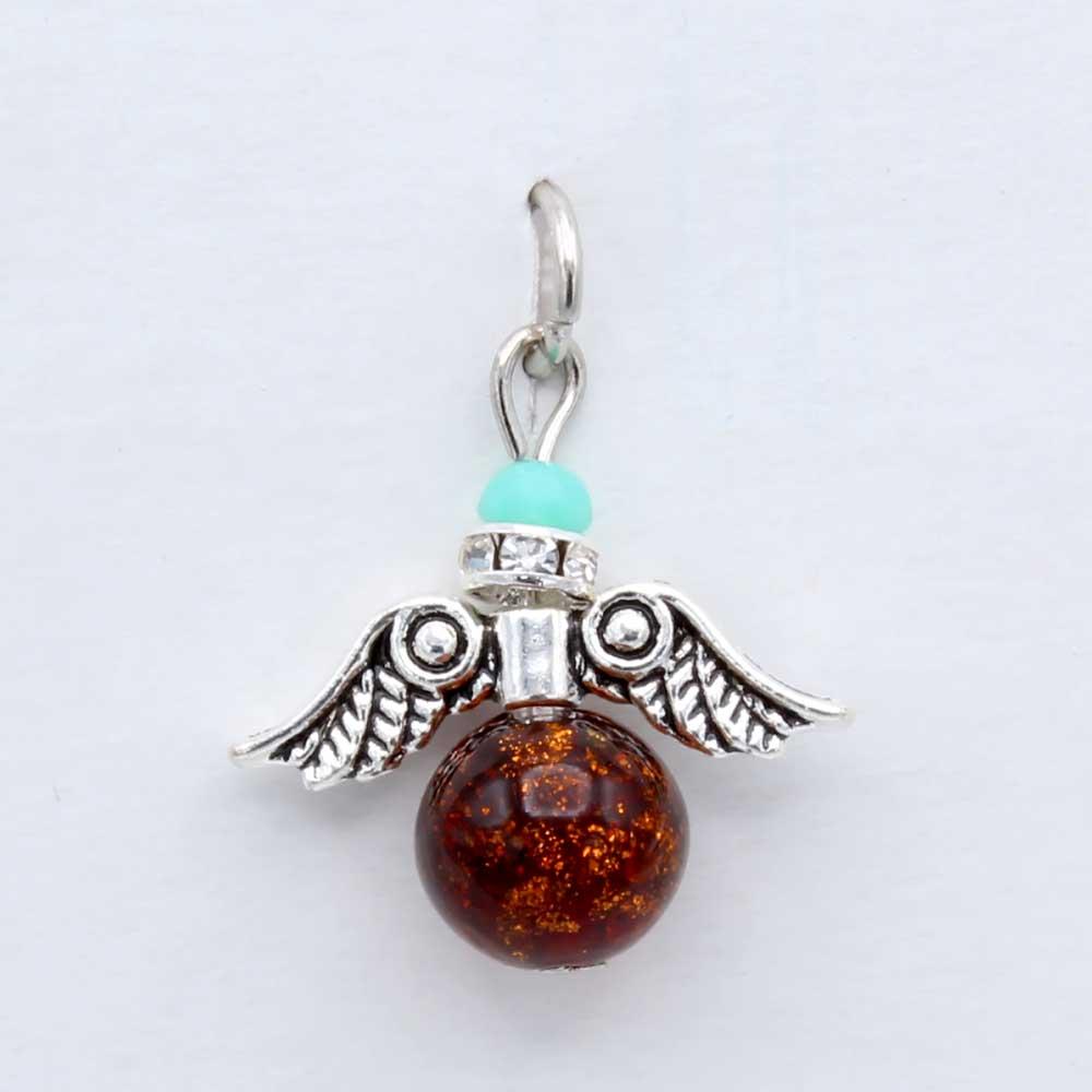 Amber Murano Glass Angel Pendant Charm