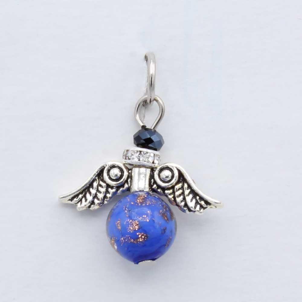 Blue Murano Glass Angel Pendant Charm