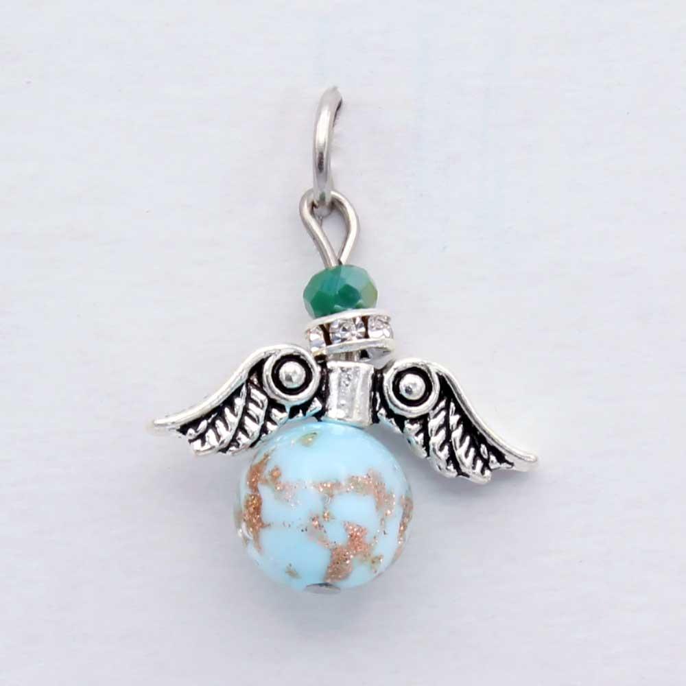 Light Blue Murano Glass Guardian Angel Pendant