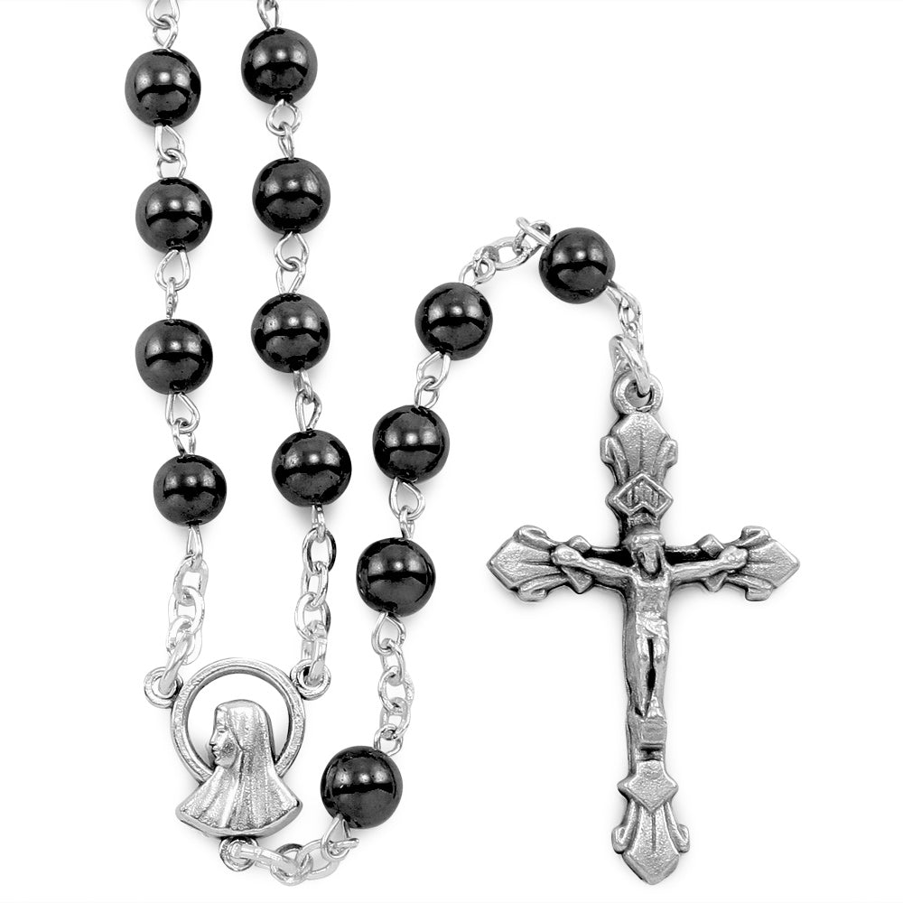 Rosary Lady of Lourdes Hematite Beads