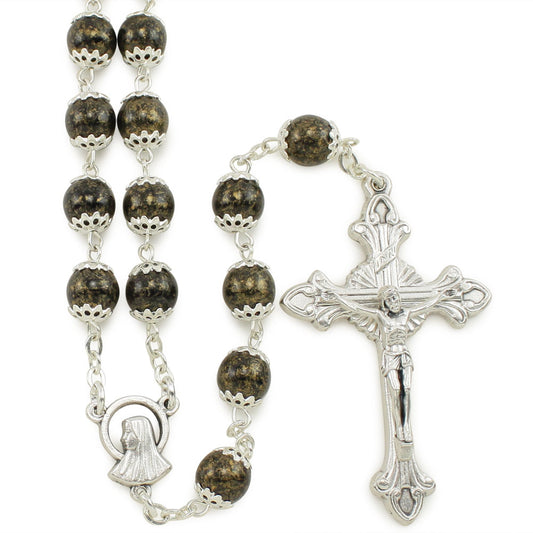 Catholic Rosary Moonstone Capped Beads