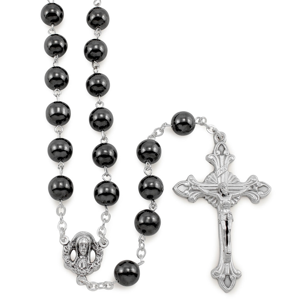 Hematite Beads Catholic Rosary