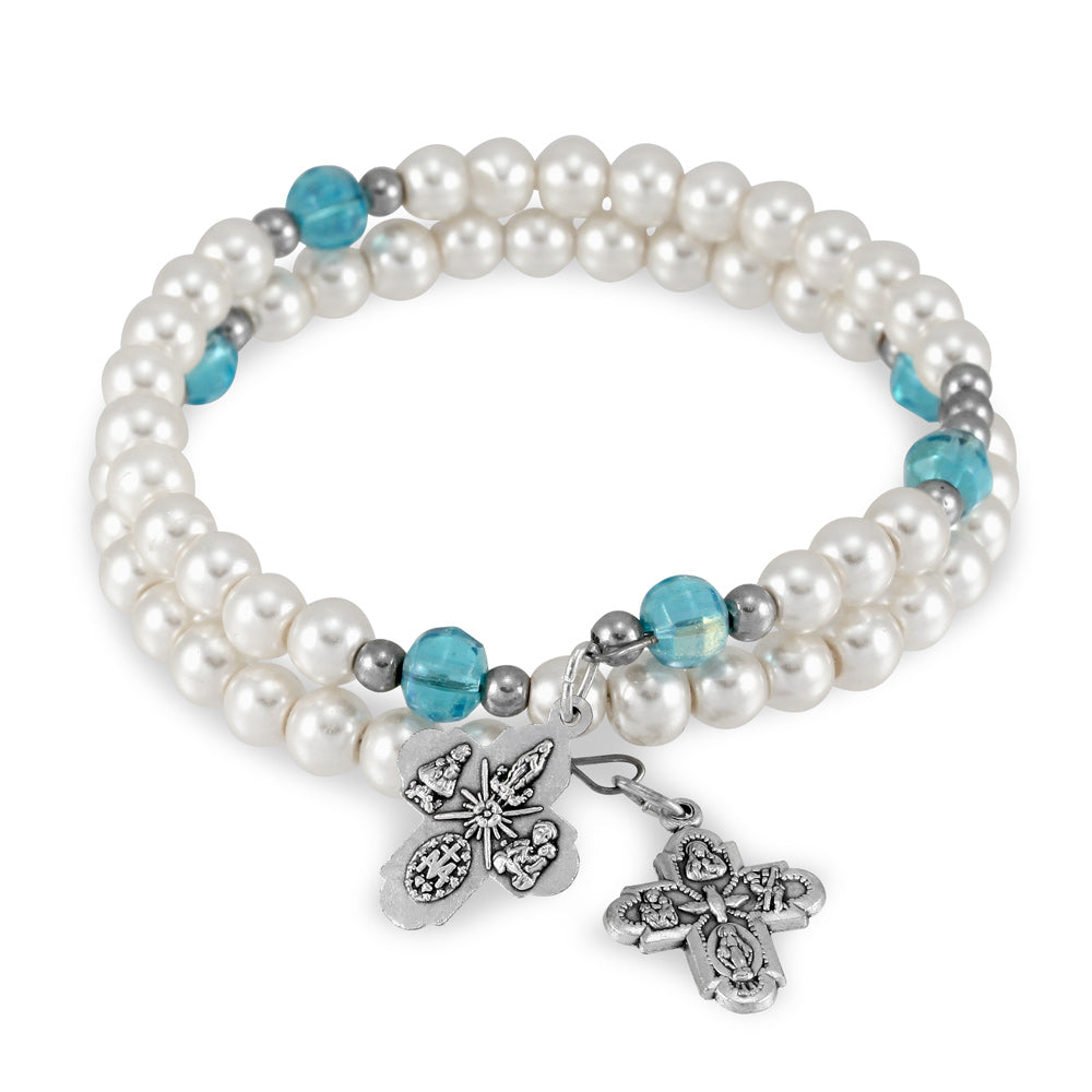Pearl Beads Catholic Rosary Bracelet