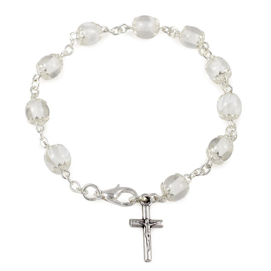 Catholic Rosary Bracelet with Capped Beads