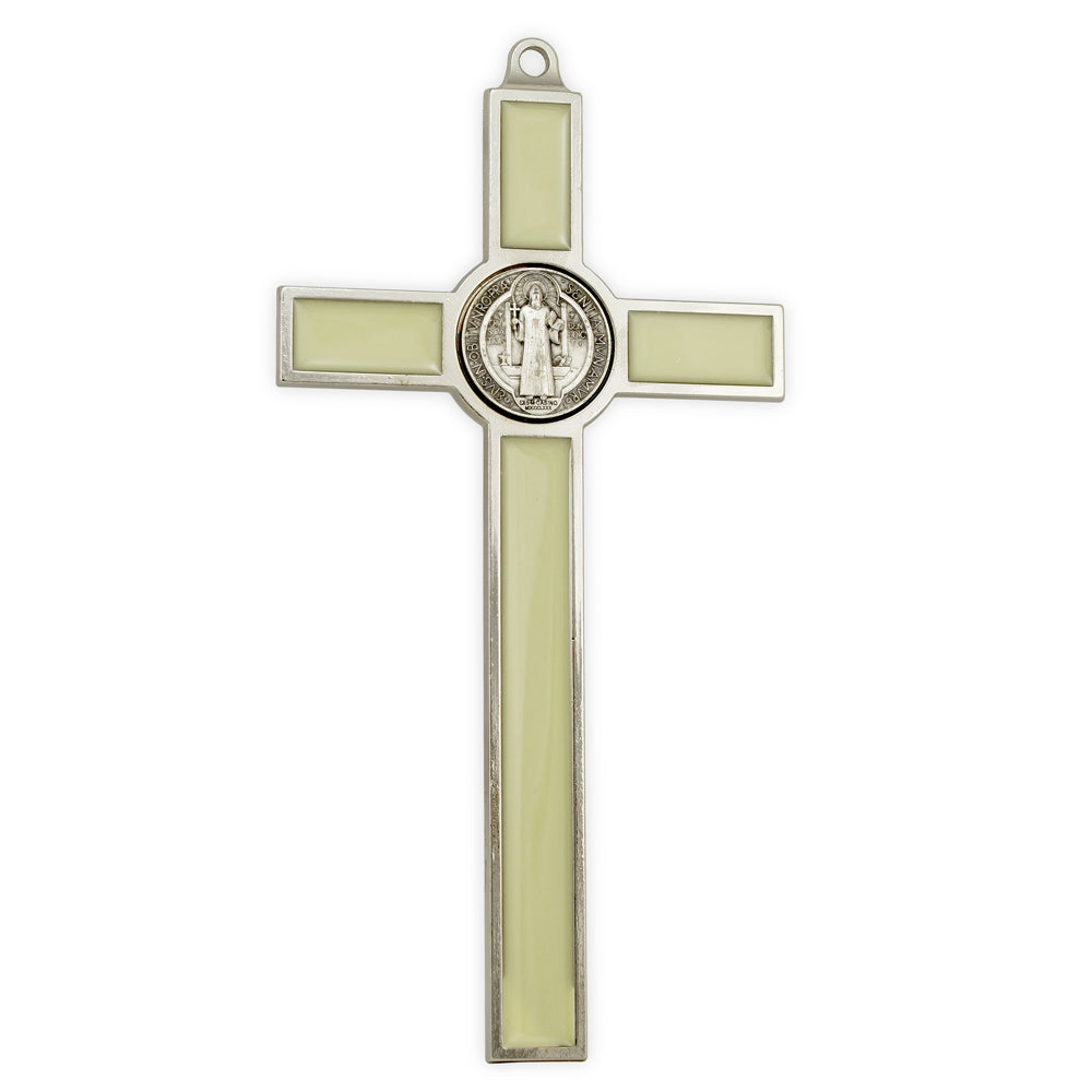 Phosphorus Enameled St. Benedict Wall Crucifix - Back
