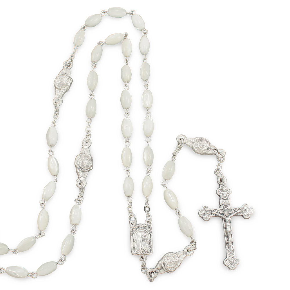 Our Lady of Lourdes Mother of Pearl Oval Beads Catholic Rosary