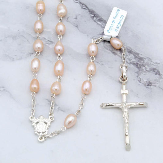 Pink Oval Freshwater Pearl Beads on Sterling Silver Links