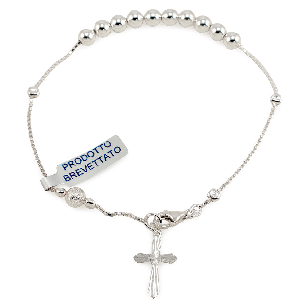 Sterling Silver Sliding Beads Rosary Bracelet