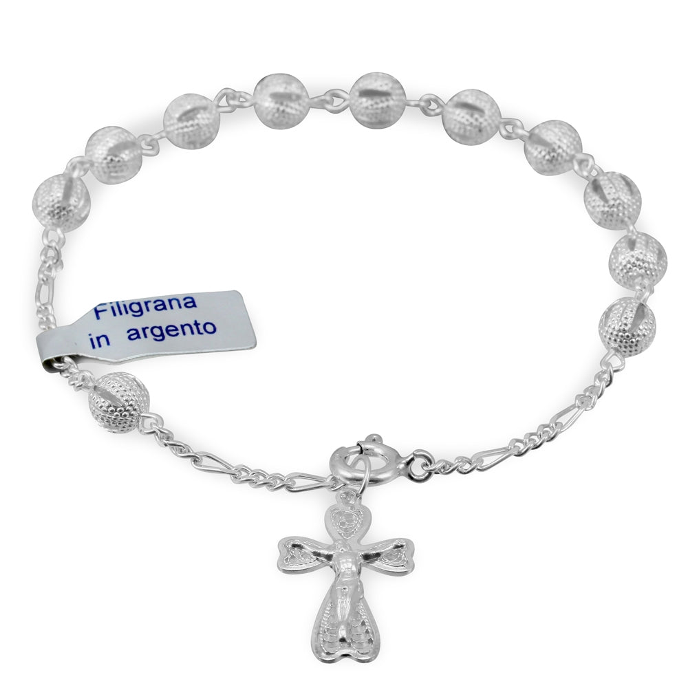 Rosary Bracelet Sterling Silver Filigree Beads
