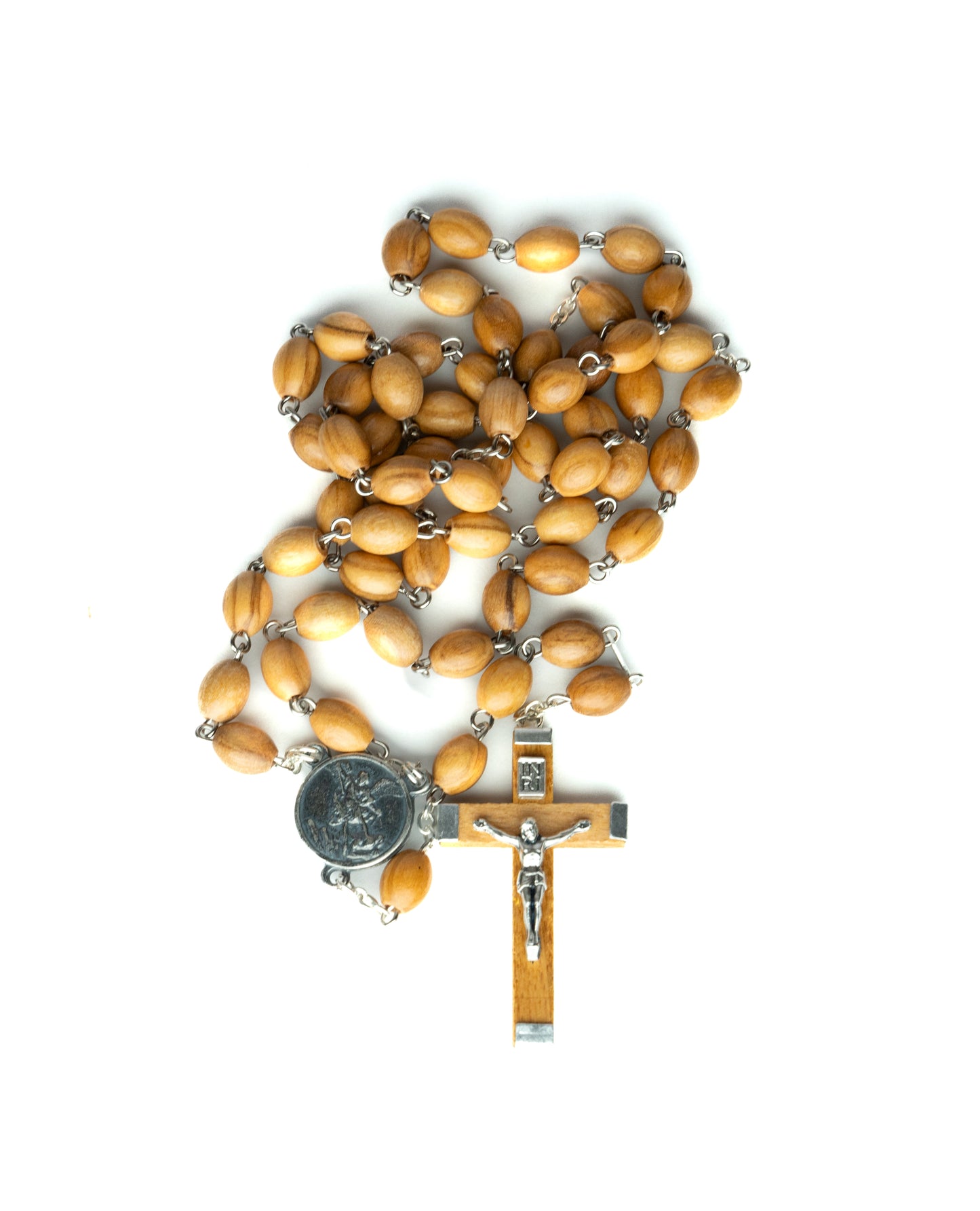 St. Michael Olive Wood Rosary and Box Gift Set