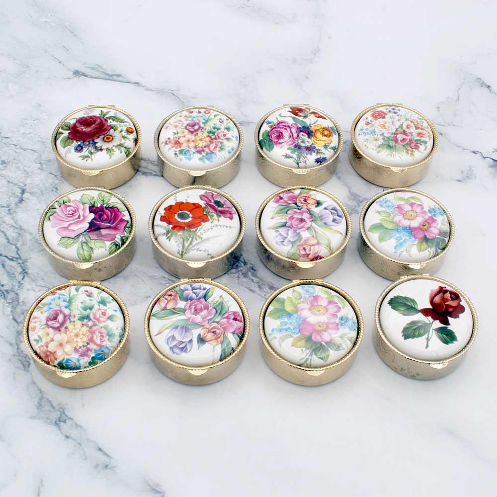 Gold Trinket Box with Flowers