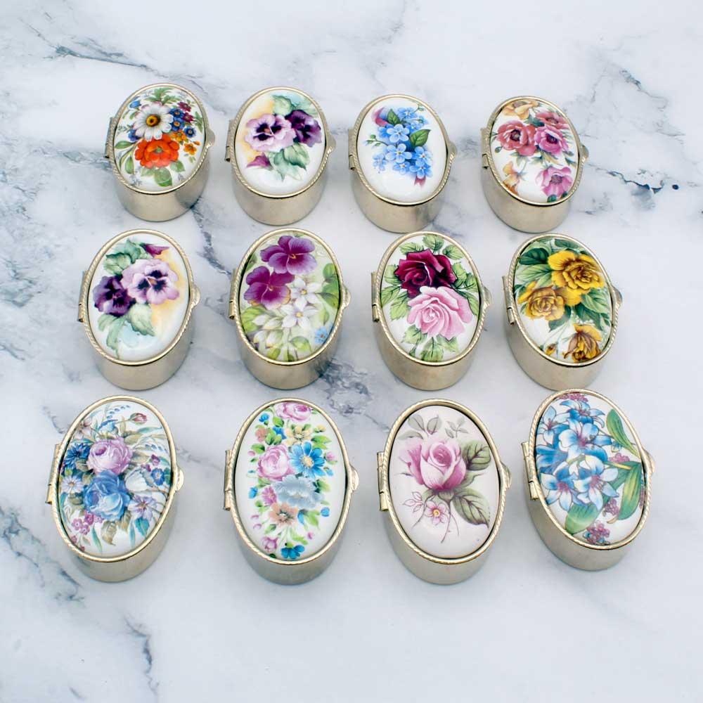 Gold Trinket Box with Flowers