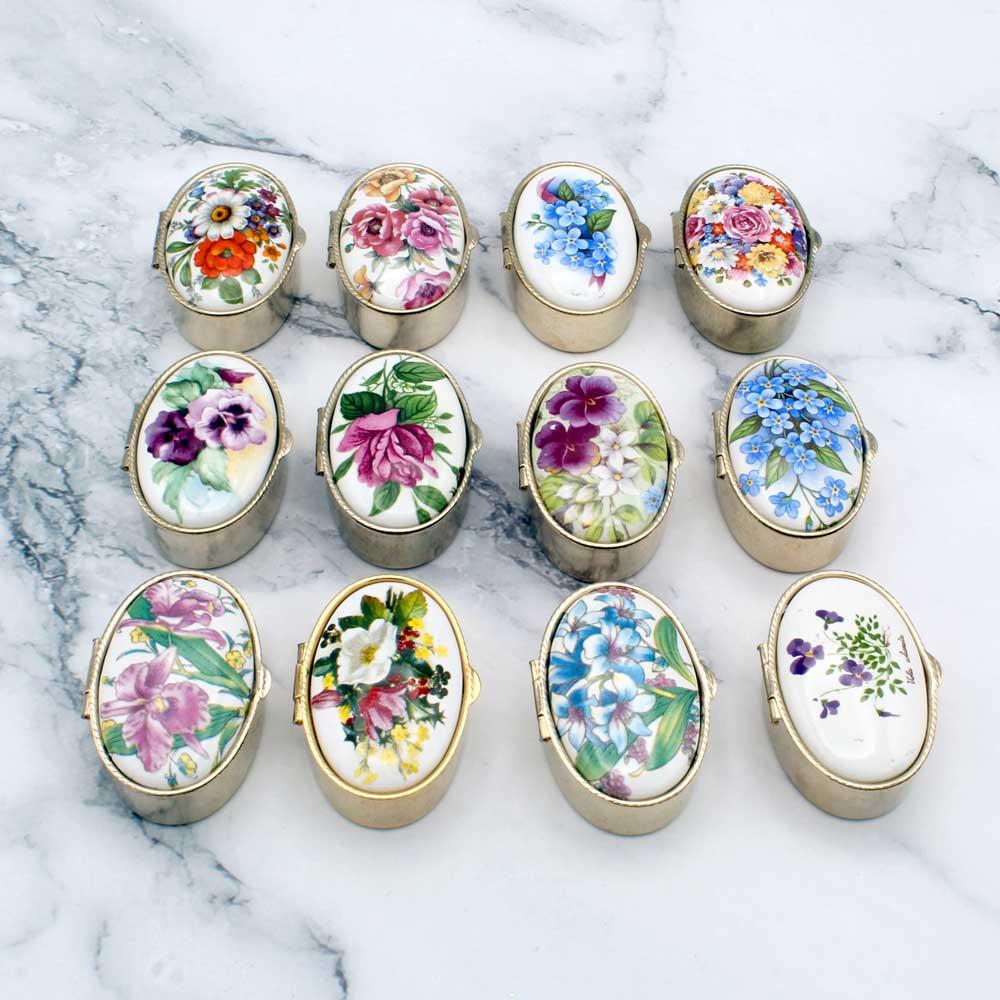 Gold Trinket Box with Flowers