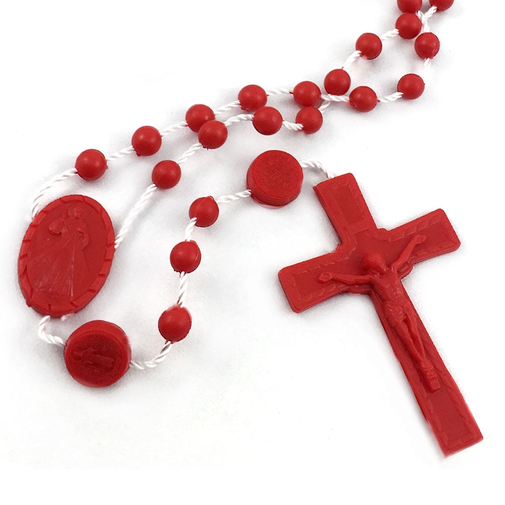 Divine Mercy Plastic Rosary Red