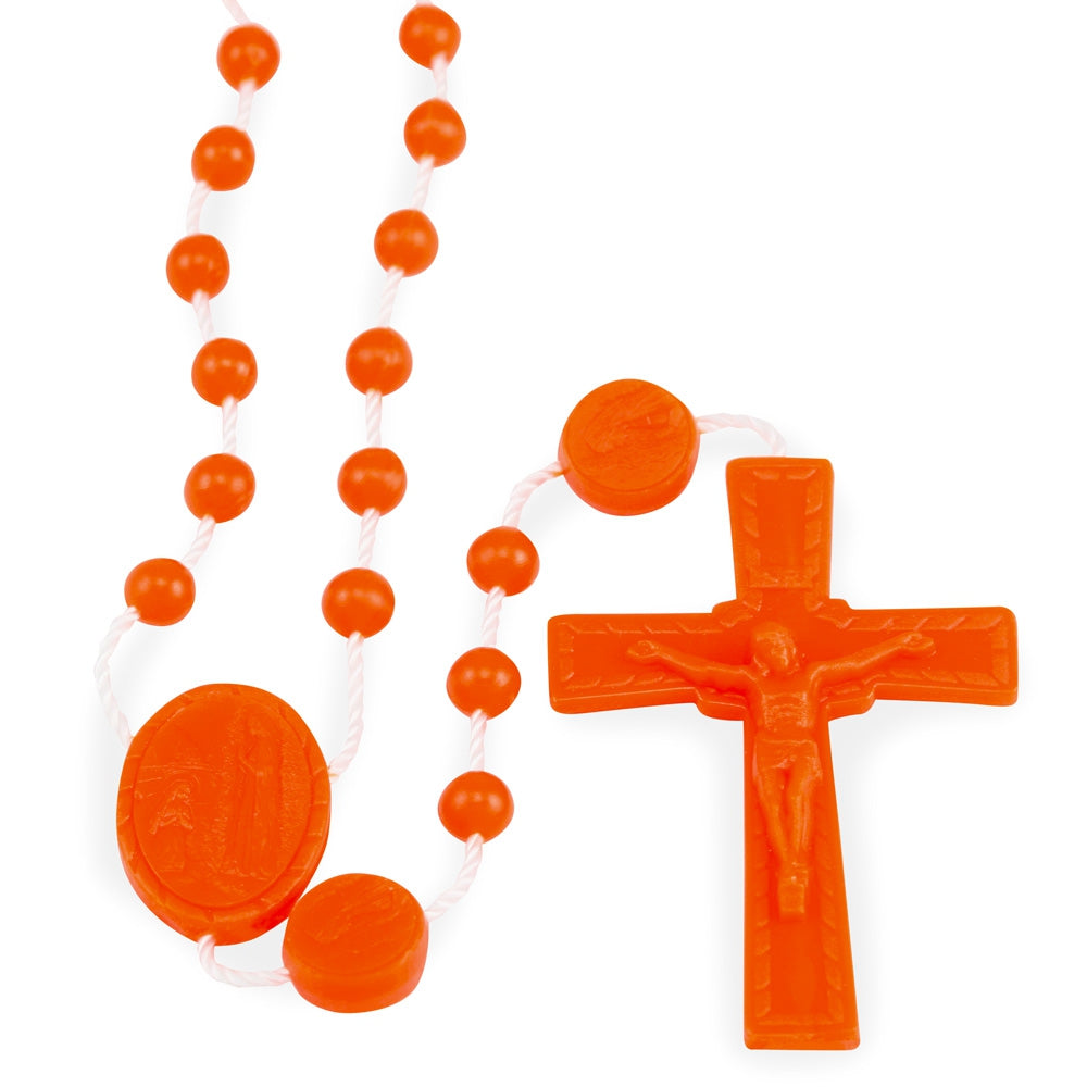 Orange Lourdes Plastic Rosary