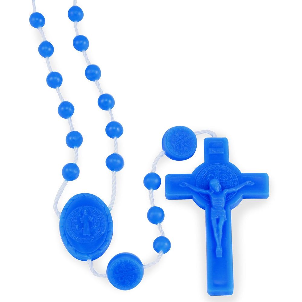 Blue Benedict Plastic Beads Rosary